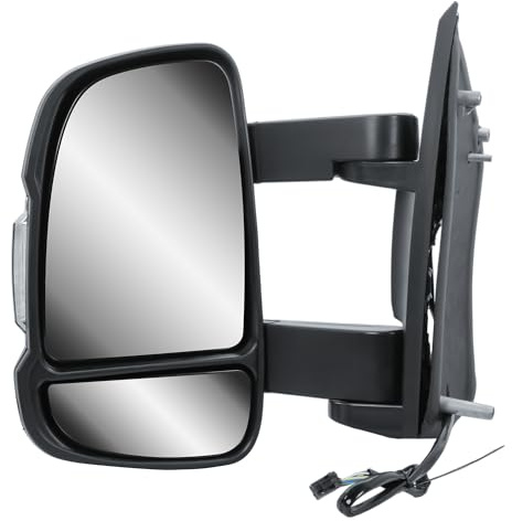 Passenger Left Side Door Wing Mirror N/S Electric and Heated Manual Folding Long Arm for Fiat Ducato Peugeot Boxer Citroen Relay 2006 to 2023 Vauxhall Movano 2019-2023