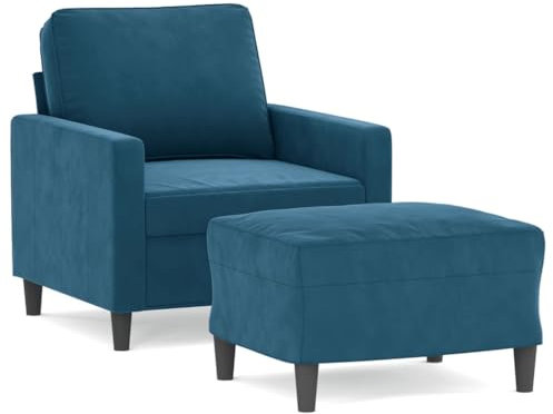 HETFTJN Recamiere Wohnzimmer Couch Bigsofa Camping Sofa - Sessel mit Hocker Blau 60 cm Samt für Jugendzimmer Relaxationsraum Sitzzimmer Schlafzimmer