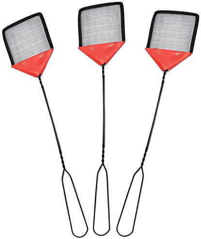 Fliegenklatsche, waschbare Fliegenklatsche aus Drahtgeflecht mit langem Metallgriff für drinnen und draußen