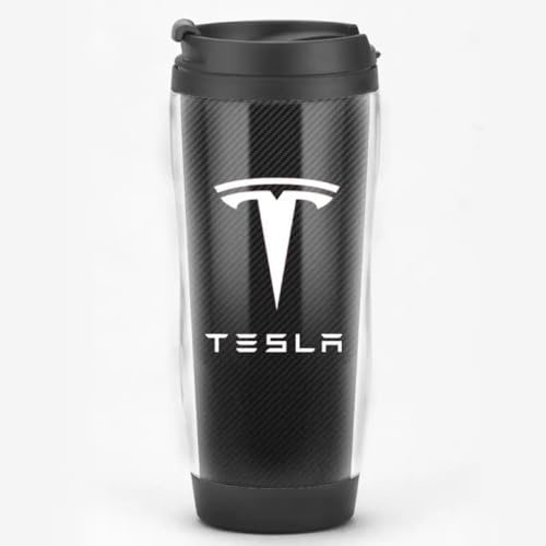 GZLYLY Mug Isotherme Cafe pour Tesla,Mug Isotherme Réutilisable Acier Inoxydable Tasse de Voiture avec Couvercle, Café Mug de Voyage Étanches Tasse de Voiture à Double paroi,Black A