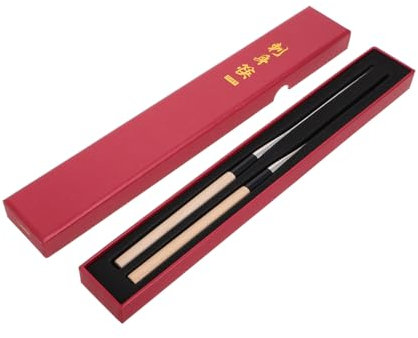 Cabilock Palillos de Cocina de Acero Inoxidable y Madera, Punta Puntiaguda, 2 Piezas, Longitud Larga para Mantener la Integridad Comida, Ideales para Hotpot y Sushi Japonés
