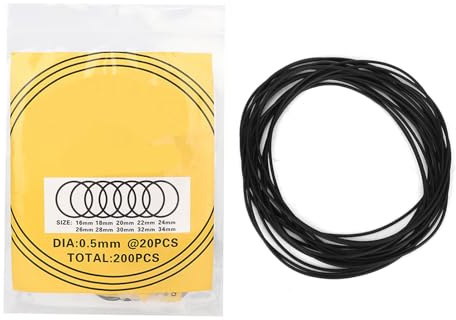 Gummi O-ring Klocka Packning Tätningar 200st Kit för Urmakare och Reparatörer (0,5 mm vattentät ring)