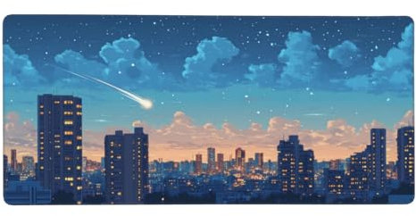 cielo estrellado Alfombrilla Ratón XXL 1000x500x4mm, Alfombrilla de RatónCiudad con Base Goma Antideslizante, Grande Gaming Mouse Pad Mejora La Precisión y La Velocida, para Ratón y Teclado-GZ1542