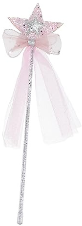 HEMOTON Feenstab aus Garnnetz 1 Stück Rosa für Mädchen und Kinder | Gauze und Kunststoff, für Auftritte und Konzerte, Party Requisite mit Lebendigem Design
