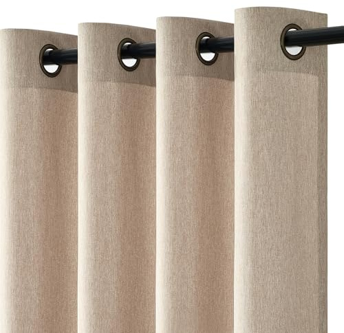 Topfinel Wohnzimmer Vorhänge Leinen Ösenvorhang 2er Set H 245 x B 140 cm Landhaus Licht Filtern Gardinen mit Ösen Halbtransparent Vorhang für Kinderzimmer Schlafzimmer Curtains for Living Room