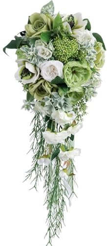 CEHJZQRPL Bouquet da Sposa Artificiale con Calle e Rose, for Matrimonio, all'aperto, a Cascata, Rustico