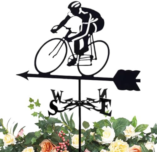 Wetterfahne für Motorrad- – Wetterhahn-Dachpfahl, Richtungsanzeige, Dekoration, Fahrradfahrer, Wetterfahne für Paddock, Pavillon, Rasen, Scheune, Hof, , Hof, Terrassen, Garage, Bauernhof