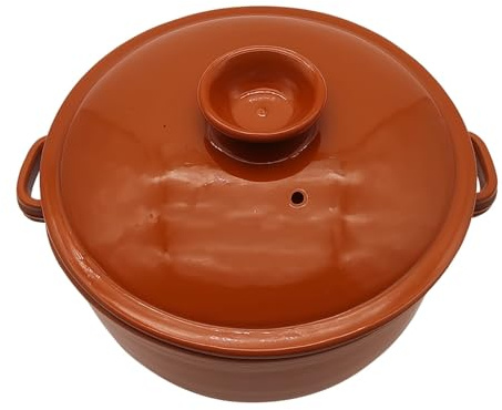 Tegame Ceramica Smaltata con Coperchio 22cm - Padella Antiaderente per Brasature Stufati - Altezza 9cm Cucina Salutare - Made in Italy Terracotta
