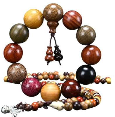 Hondark Handcrafted Wooden Bead Bracelet Multi-Color Prayer Bracelet,1pc/pack (Dia.18mmX13pcsJingGong)
