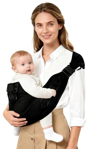 Ergonomische Babytragetuch für Neugeborene bis Kleinkind, Babytrage ab Geburt, Baby Hüfttrage Kindertrage Hüftsitz Tragegurt, Schwarz