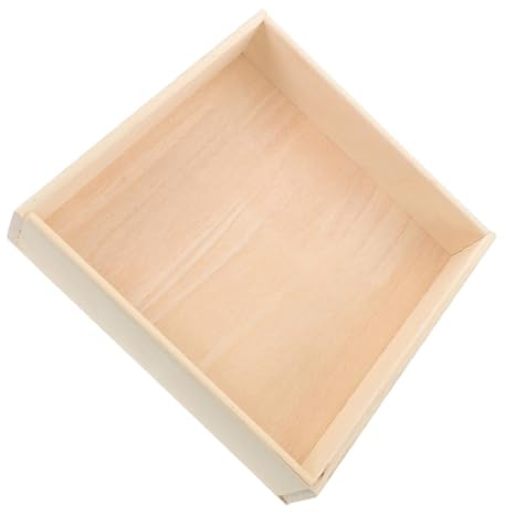 ORFOFE Wooden Kids Sand Tray and Desktop Sandbox for Toddlers, 25x25x6cm Square Montessori Sand Table for Indoor Playrooms and Classroom Sensory Storage