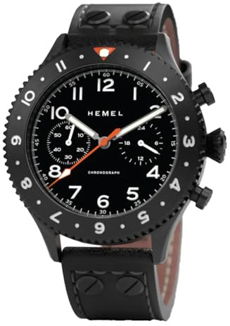 Hemel HFT20 Night Ops Chronograph Mechanisch Quarz Stahl Schwarz Herrenuhr