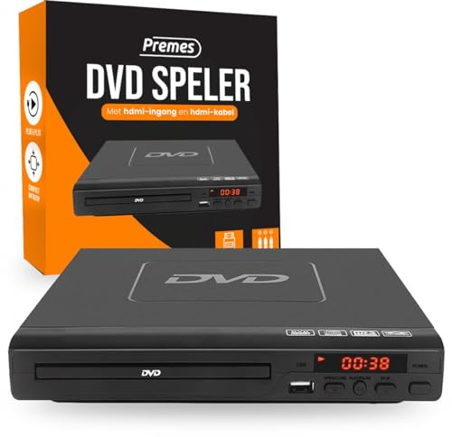 Förstklassig svart DVD-spelare med HDMI, AV-kabel och fjärrkontroll – mediaspelare Full HD 1080p, flerformatspelare för DVD, CD, MP3 och MPEG4 – Plug & Play USB-enhet – bärbar DVD- och CD-spelare