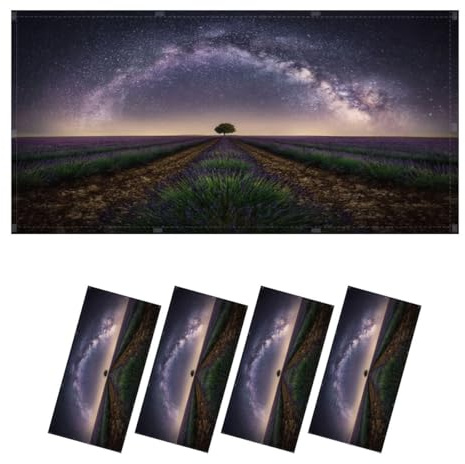 RAINFALLARING 4 Pcs Fluorescent Light Covers for Ceiling Lights Arch Milky Way Lavender Field Decorative Magnets Light Filters for Office Home Classroom Must Haves 4’ x 2’
