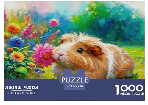 Puzzle Cobaye 1000 Pièces pour Adultes Et Enfants, Jeu De Société Convivial, Casse-tête Buisson Fleuri et Prairie, Décoration Intérieure, Idée Cadeau 38x26cm/1000pcs