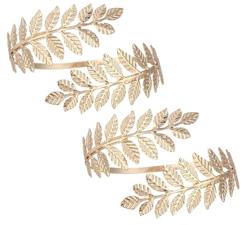 Bemonew Brazalete ajustable para mujer diseño de hoja de diosa griega ideal para bodas (dorado 2 unidades)