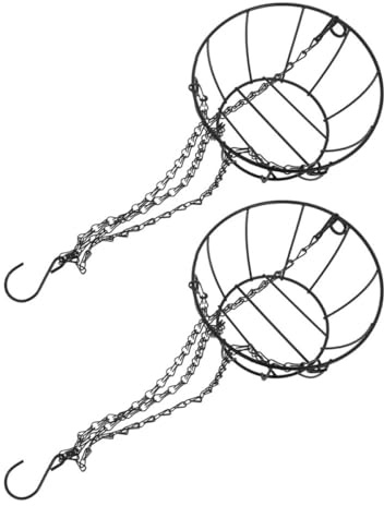SILENRADAWN 2pcs Black Iron Hanging Wire Planter Basket for Succulents and Spider Plants, round Stylish Plant Holder for Indoor and Porch, Enhanced Gardening Experience with Versatile Design