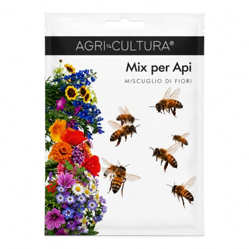 AGRI-CULTURA® | Mix Fiori per Api | Miscuglio di Semi di Fiori Nettariferi per Api e Bombi | Favorisce la Biodiversità | Fioritura Giugno-Ottobre – Semina Marzo-Settembre.