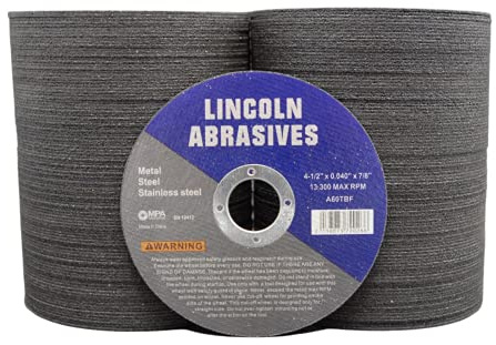 200 Pack 4.5 Cut-Off Wheels Lincoln Abrasives .040 Metal & Stainless Steel