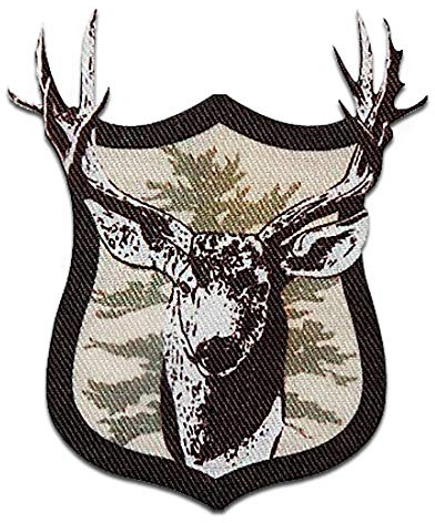 Mono-Quick Hirsch Trachten Aufnäher zum Aufbügeln 6 x 8,5 cm Bügelbild für Kinder Mädchen mit Lieblingstier Wild, Bügelpatch Patches Bügelflicken