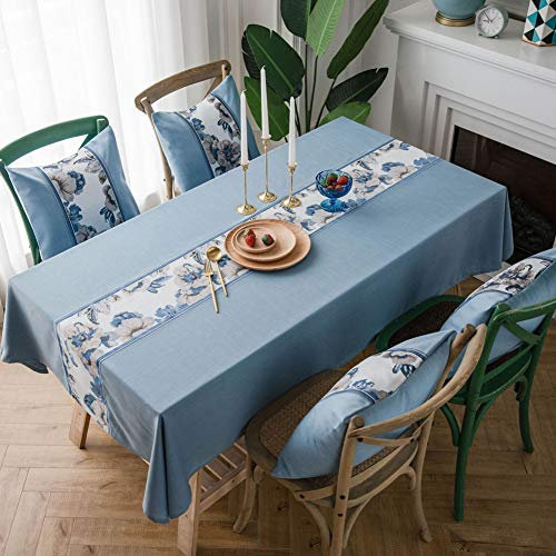 Tovaglia, Piazza Europea Luce Tovaglia Blu Vintage Pattern In Poliestere Impermeabile Partito Tabella Esterna Coperta Di Stoffa, Pulire Grande Tovaglia, Usato Per Il Tavolo Da Cucina Tavola Decorazio