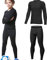 HOPLYNN - Thermounterwäsche Set für Kinder Funktionsunterwäsche Skiunterwäsche Jungen Atmungsaktiv Thermo Unterwäsche Warme Fussball Ski Schwarz XL