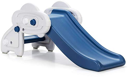 BABY JOY Kids Slide, Freestanding Baby Mini Play Climber Slide Set HDPE/Anti-Slip Foot Pads/Non-Slip Widened Pedals for Indoor Outdoors Use (Blue)