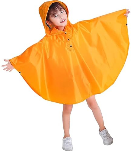 Gaga city Poncho Pluie à Capuche Fille garçon avec Sac Imperméable Enfant Orange/M/100-125cm