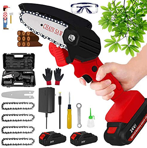 Mini Motosierra Bateria De Mano 4 Pulgadas EléCtricas InaláMbricas Motosierra EléCtrica PortáTil De 24V Tijeras de podar eléctricas inalámbricas Profesionales Para Corte De Madera De Ramas,red
