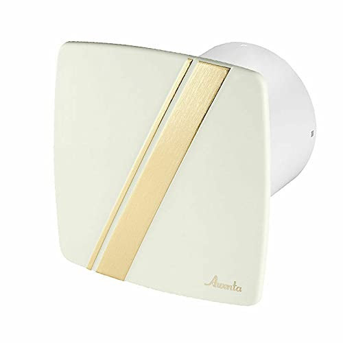 Prostko LTD Bathroom Extractor Fan with Timer and Cream/Gold Wave Panel 100mm