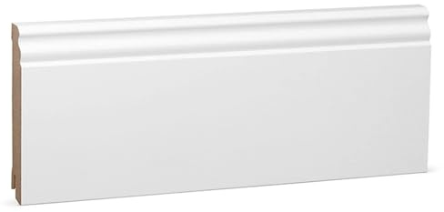 KGM Sockelleiste Hamburger Profil MDF - Weiß, 2440 x 18 x 115 mm, 1 Stück | Fußleiste, direktlackiert RAL9016, für PVC, Vinyl & Laminat, robuste Oberfläche, PEFC-zertifiziert