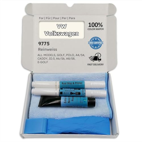 Genuine Colors Lackstift REINWEISS 9775 für VW Volkswagen Weiß Golf Polo A4 S4 Caddy ID.3 A6 S6 A8 S8 E-Golf