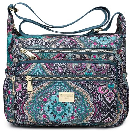 Pealwel Women Shoulder Handbag Roomy Multiple Pockets Bag Ladies Crossbody Purse Tote Top Handle Satchel(SS-Black&Blue)