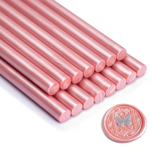 Wachssiegel Stock, Zifospy 15 Stück Klebepistole Wachs Siegel Stock für Siegellack, Siegellack Stock für Hochzeitseinladungen, Karten, Umschläge (Rose Gold)