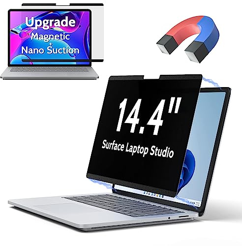 Peslv Schermo magnetico per la privacy per Microsoft Surface Laptop Studio 2/1 da 14,4 pollici, filtro anti abbagliamento della luce blu rimovibile, protezione per blocco spia privata nera