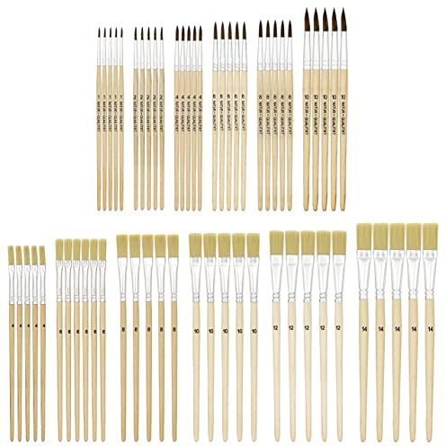 K3T 49411 Pinsel-Set 12tlg (Borstenpinsel Gr??e 4, 6, 8, 10, 12 und 14 - Haarpinsel Gr??e 1, 2, 4, 6, 8 und 10), Natur, 12 Verschiedene Pinsel (5)