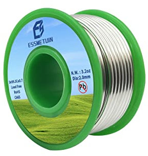Essmetuin Filo per saldatura senza piombo (Sn99.3Cu0.7) per saldatura idraulica/vetro macchiato/artigianato/gioielli 217 ℃ punto di fusione 2.0 MM nessun flusso, ROHS (32 oz)