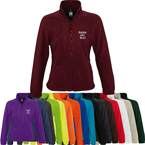 Nashville print factory Damen Fleecejacke North bestickt mit Wunschtext Name (Black, S)