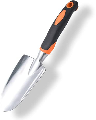 Quanyuchang Garden Trowel Ergonomic Grip, Hand Shovel Soft Rubberized Non-Slip Handle for Planting Transplanting Weeding Moving and Smoothing Digging Soil Gardening Gift(Orange)