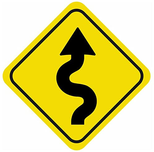Samunshi® Aufkleber Kurvenreiche Strecke Warnschild Warndreieck Aufkleber - Auto Motorrad Laptop Wohnmobil Sticker - 25 x 25cm