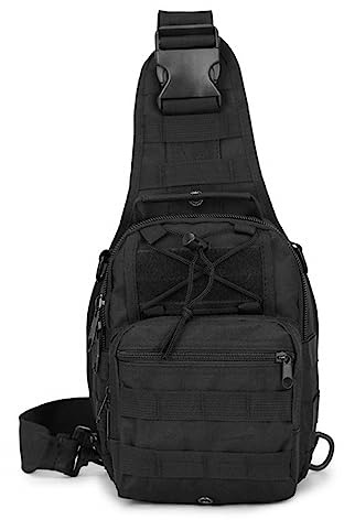 MiOYOOW Taktisk Axelväska, Justerbar Bröstväska Slingväska, Utomhus Crossbodyväska, Molle Triangel Pack för Vandring Resor Jakt Löpning