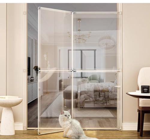 Sicherheitstüren Für Haustiere Für Treppen, Frosted Baffle Harz Zaun Haustierzaun Barriere Hundetor Für Türöffnungen, Flure Katzentor Für Drinnen/außen (Farbe : klar, Größe : 101x141cm)
