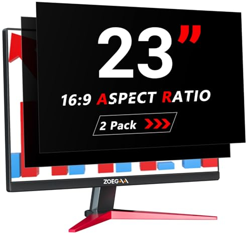ZOEGAA Confezione da 2 Pellicole Privacy Monitor 23 Pollici per Computer 16:9 - Filtro Privacy Antiriflesso con Protezione Luce Blu per PC, Rimovibile a Doppia Faccia, Protezione Dati a 180°