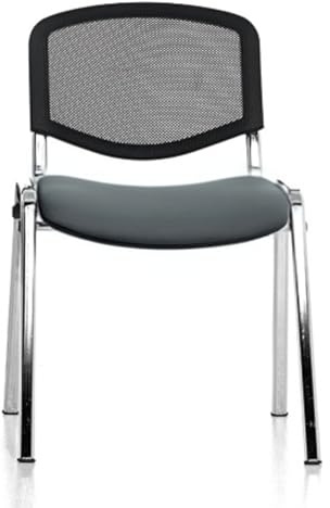 Topsit Wartezimmerstuhl, stapelbarer Besucherstuhl mit weich gepolsterter Sitzfläche und Rückenlehne aus Netz, Metallgestell Bürostuhl, Konferenzstuhl für Rezeption Pausen Raum (Antrazit)