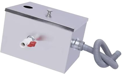 Séparateur de graisse commercial en acier inoxydable Séparateur d'huile Eaux usées Cuisine Séparateur de graisse Eau Restaurant Cuisine Snack Hôtel Café 35 x 25 x 23 cm
