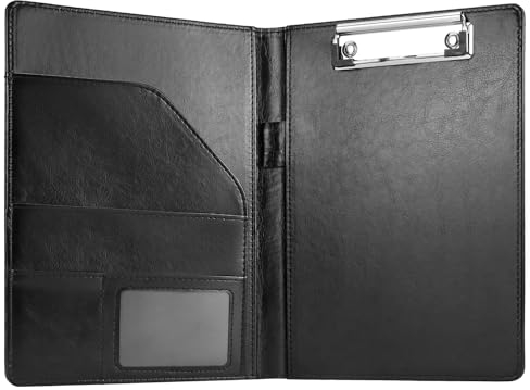 QWORK® A5 Dokumentenmappe Klemmbrett mit Deckel, Schreibmappe Konferenzmappe, Halten Sie A5 A6 Dokumente und Visitenkarten