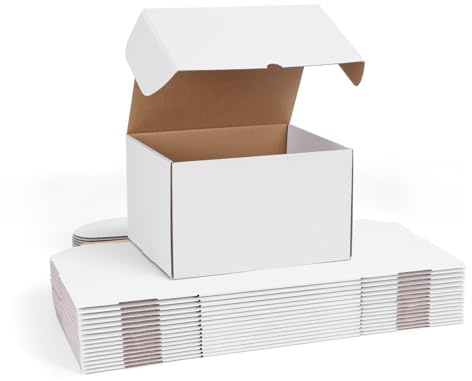WIFTREY 10x8x6 inches Shipping Boxes White set of 15, 10 x 8 x 6 Corrugated Cardboard Boxes for Packaging Small Business, Moving, Mailing