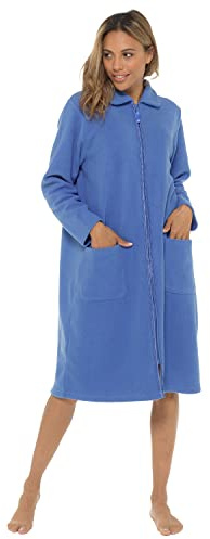 Undercover - Vestaglia da donna in morbido pile con cerniera, con finiture in raso, taglie da 38 a 52, rosa, viola, blu, lilla e rosa, 26-28