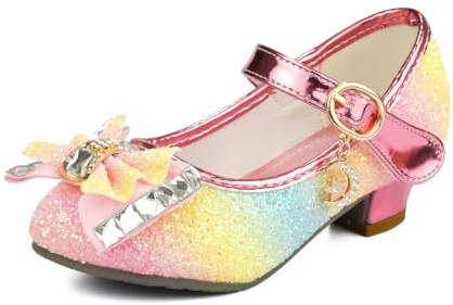 TRIWORIAE-Chaussures de Princesse à Talon pour Filles avec Paillettes Chaussures Reine Chaussures de Déguisement Scintillantes pour Fêtes et Anniversaires Couleur 33
