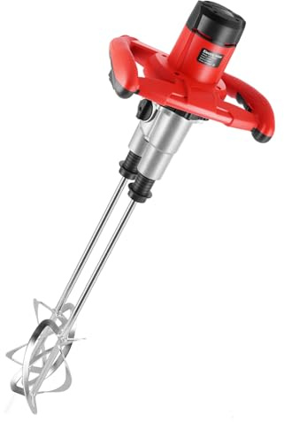 Meticuloso Concrete Mixer 2100W, Upgraded Double Paddle, Portable Cement Mixer with 6 Speed, 950RPM, Handheld Mud Mixer for Mortar, Paint, Grout, Plaster, Thinset, Fodder Stirring Tool